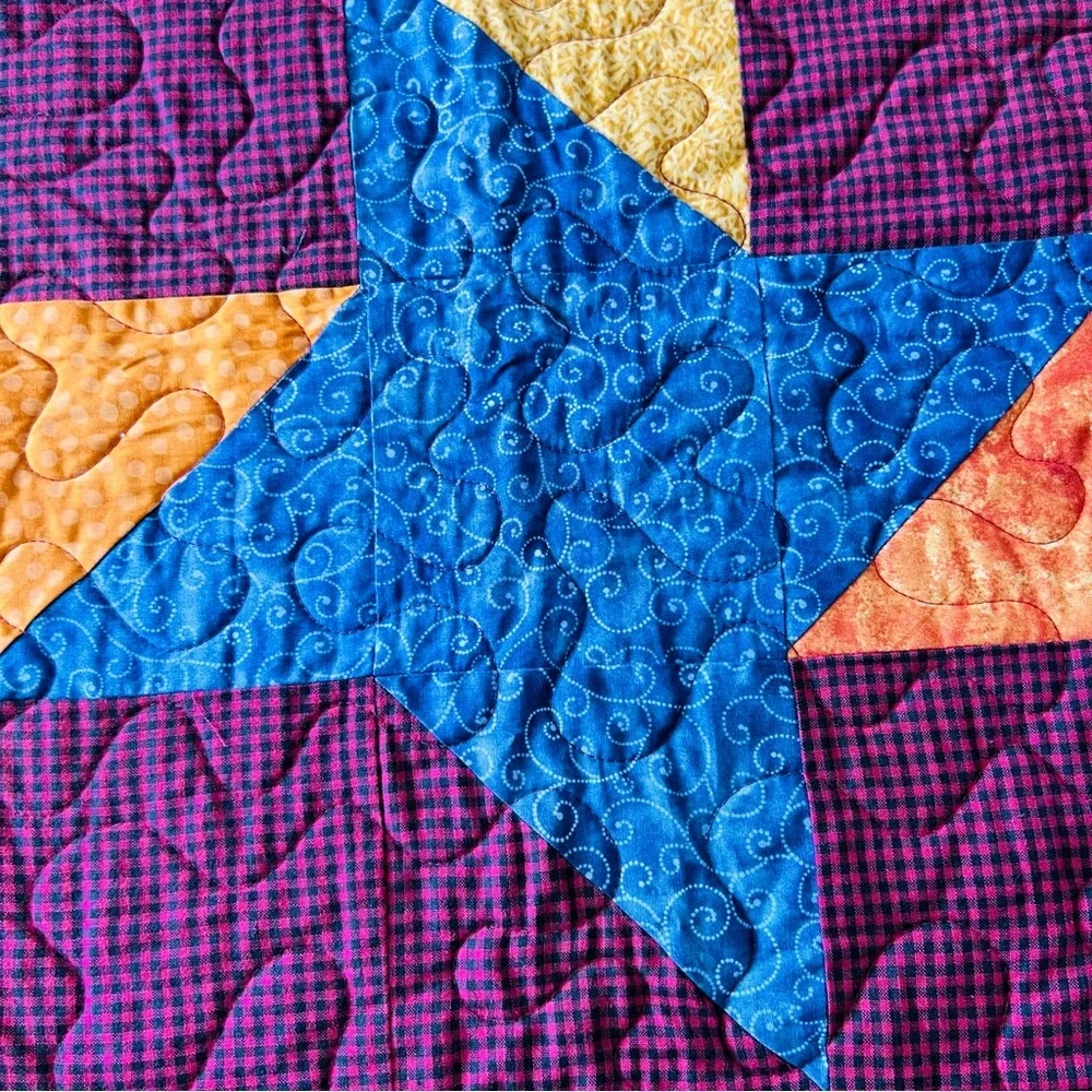 Handmade Patchwork Star Quilt – 70” x 70” – NEW